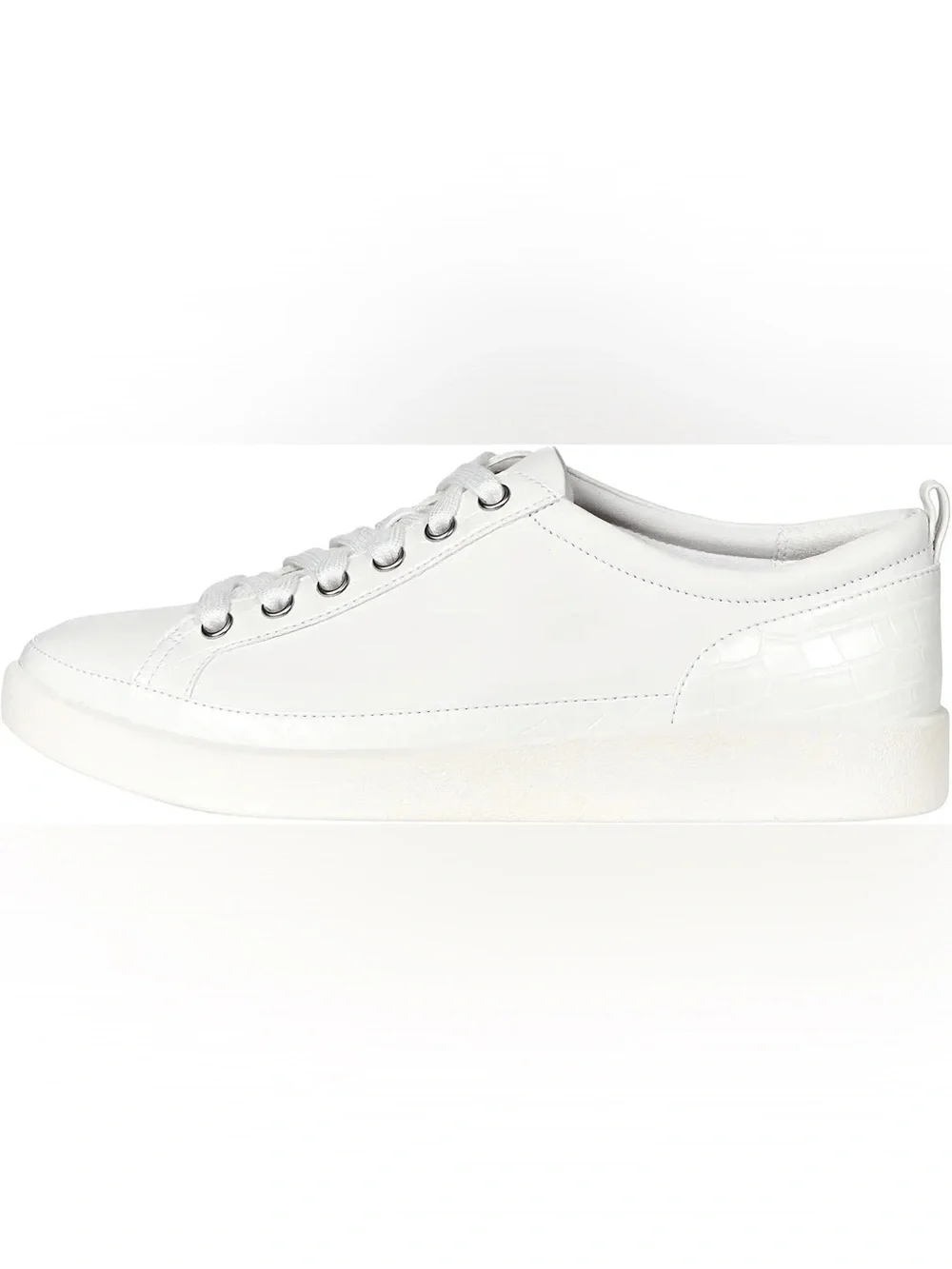 Vionic Winnie Leather White Low-Profile Lace-Up Sneakers